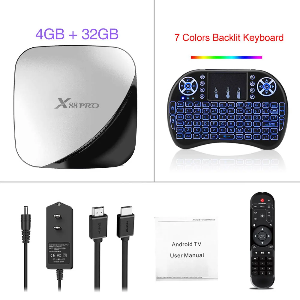X88 PRO Smart tv Box 4G 64G Android 9,0 Rockchip RK3318 5G Wifi 4K 1080p USB3.0 Google Play Store Netflix Youtube Med