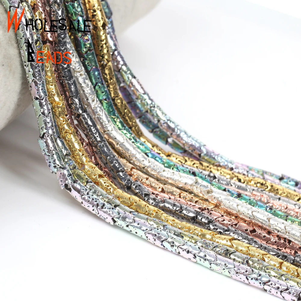 4x5mm Natural Stone Beads Wavy Colorful Plating Volcanic Rock Lava Beads  For Jewelry Making Handmade Diy