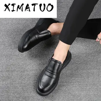 

High Quality Men Leather Casual Shoes Slip-on / Lace-up Office Daily Men Footwear Thick Sole Business Dress Moccasins