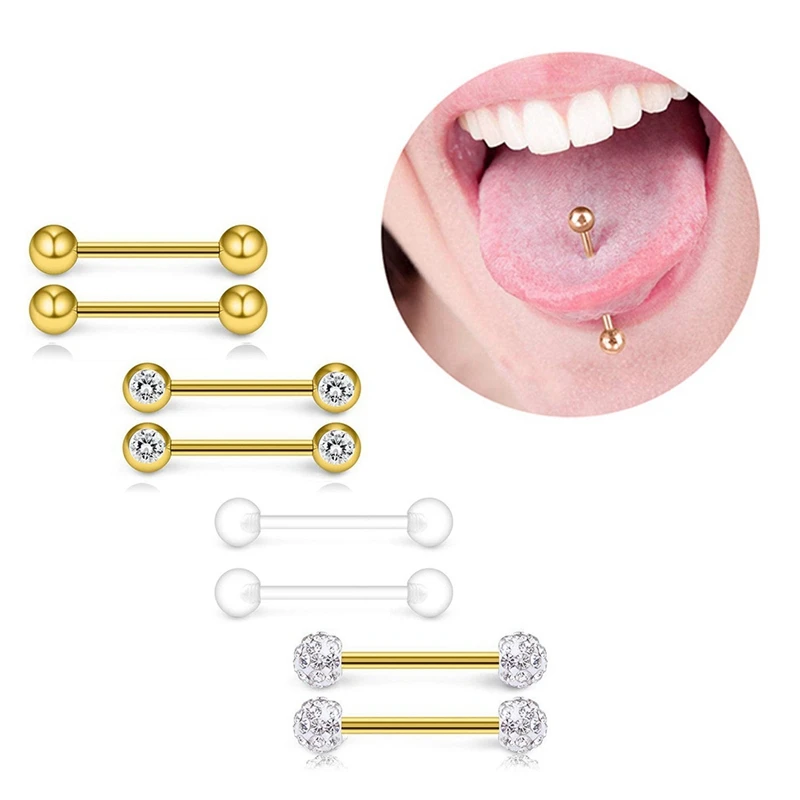 Сексуальное кольцо в язык шары хирургическая сталь заводской пирсинг приндлежности для пирсинга языка кольца для сосков 8 шт./партия серебро черный розовое золото