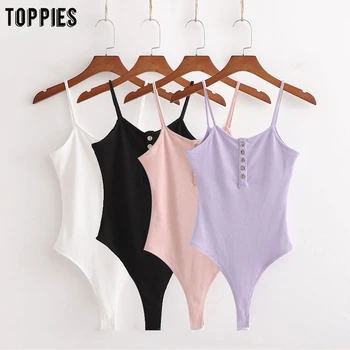 

toppies summer skinny bodysuits women sexy sleeveless knitted jumpersuits violet pink bodysuit four buttons