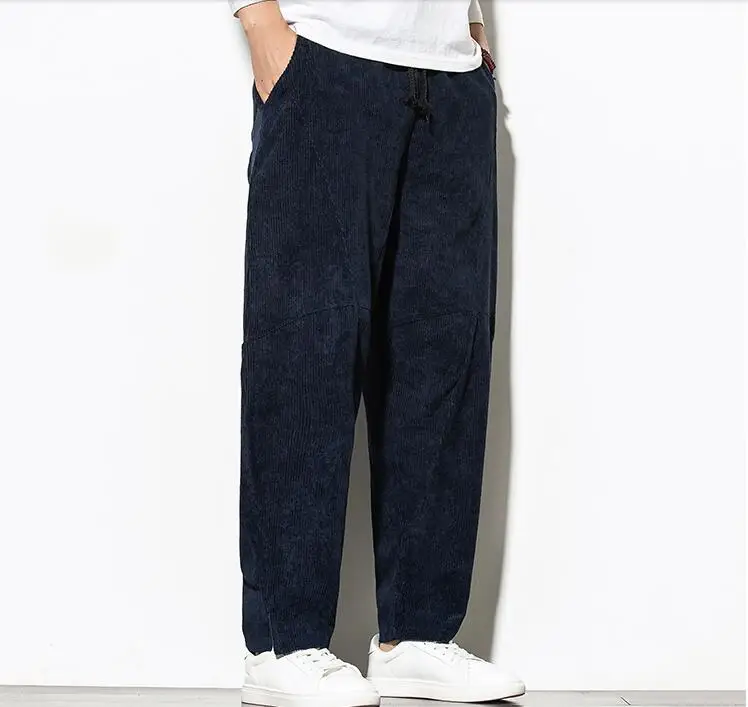 M-5XL! осенние и зимние новые мужские вельветовые повседневные брюки, трендовые свободные прямые брюки, мужские плотные брюки большого размера