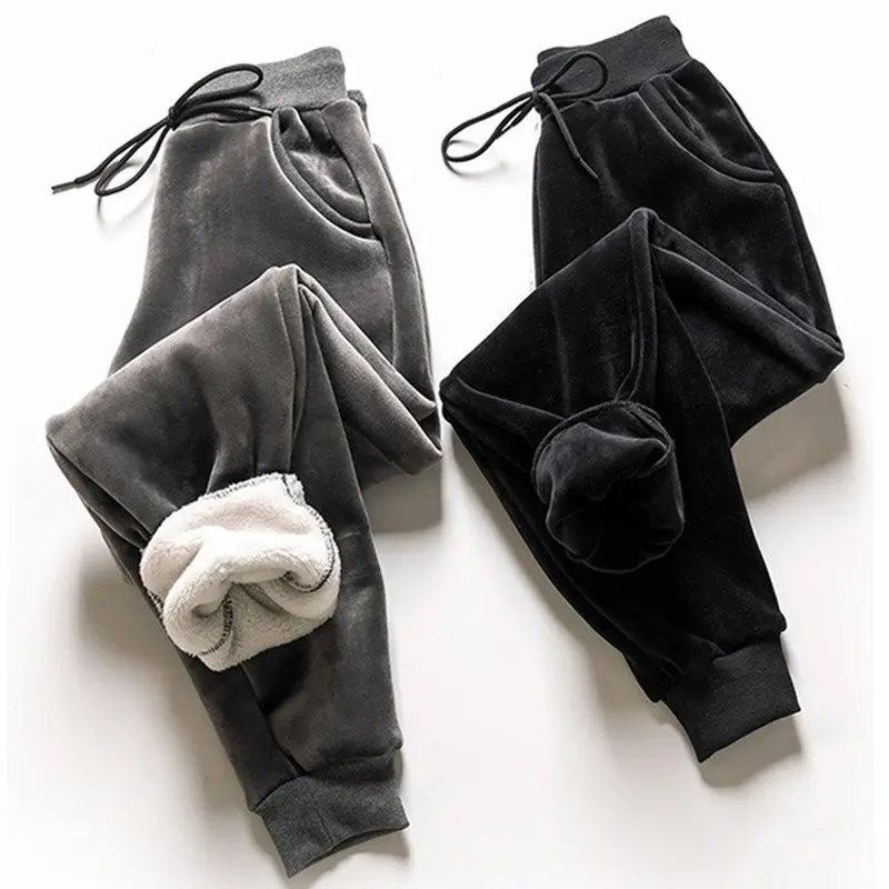 

Warm Gold Velvet Lambs Wool Winter Pants Women Lace UP Autumn Harem Pants Casual Sweatpants Thicken Long Trousers Women C5834