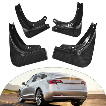 

ABS Carbon Fiber Car Mud Flaps Mudguards Frame Accessories Splash Guard Fender MudFlaps Cover Protection For Tesla Model 3 17-19