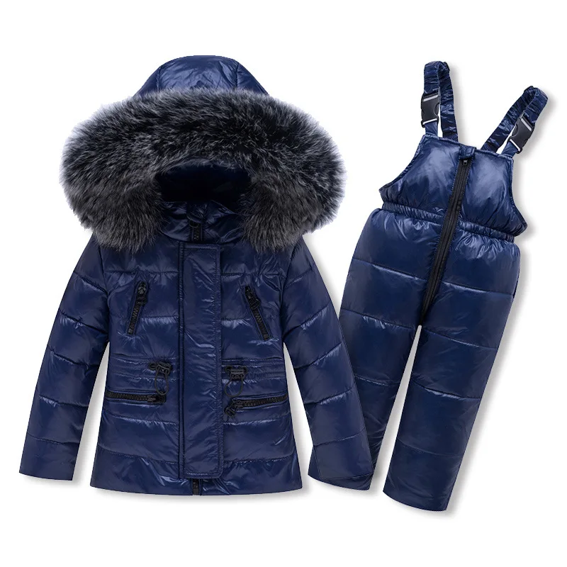 

Russian Boys&Girls Winter Coats Kids Outerwear Hooded Parkas Jumpsuit Baby Fur Snowsuit Thicken Snow Wear Overalls Clothing Suit