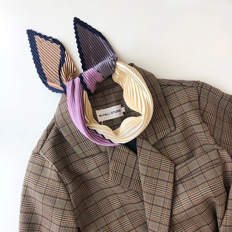 Luxury Silk Pleated Scarf - Womens Hair  Neck Accessory
