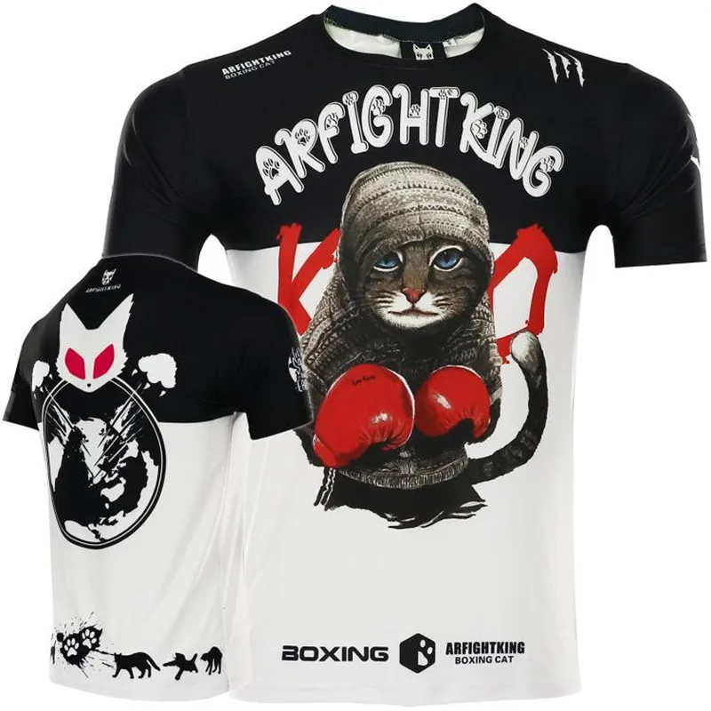 Мужская футболка Cat MMA Rashguard женская для фитнеса муай тай бокса Спортивная