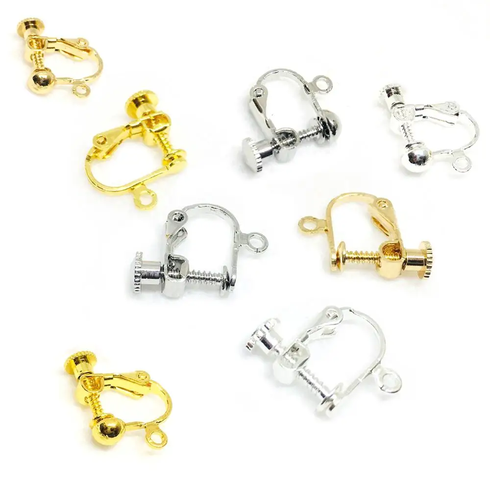 

20pcs Round/Flat Head Screw Ear Clip No Pierced Ear Clips Handmade Clip On Earrings For DIY Jewelry Making Accessories Findings