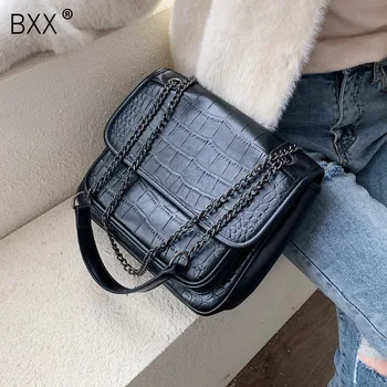 

[BXX] Stone Pattern PU Leather Crossbody Bags For Women 2020 New Chain Shoulder Messenger Bag Female Solid Color Handbags HJ163
