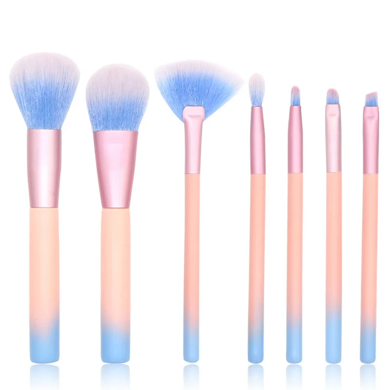 

7pcs Makeup Brushes Set Professional Eyes Makeup Beauty Tools kit Brushes Fashion Soft Fiber Gradient Blue Handle Makeup Brush
