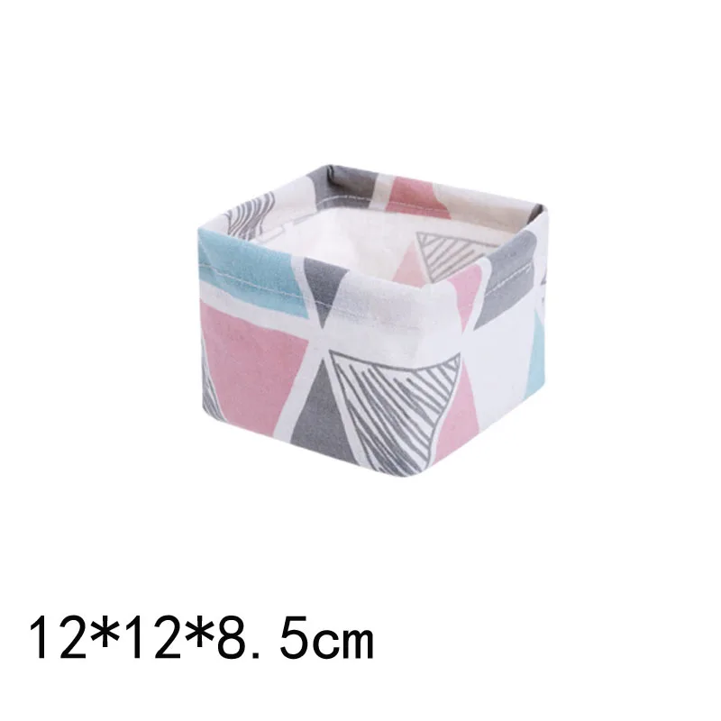 Многофункциональная настольная корзина для хранения с милым принтом, прочная коробка для хранения мелочей, складная хлопковая Льняная сумка для хранения нижнего белья, 1 шт - Цвет: pink triangle
