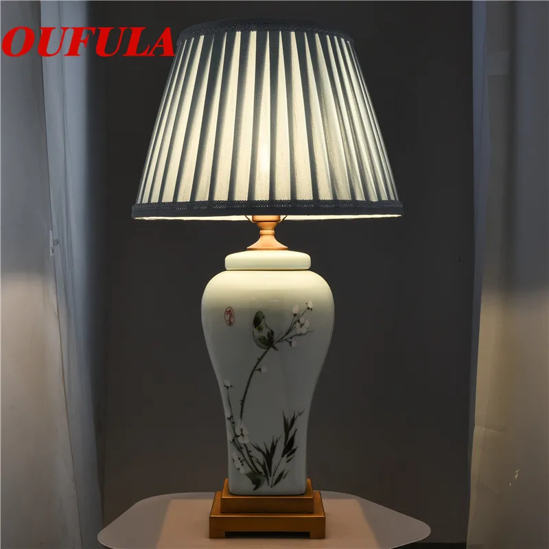 

OUTELA Ceramic Table Lamps Desk Lights Luxury Modern Contemporary Fabric for Foyer Living Room Office Creative Bed Room Hotel