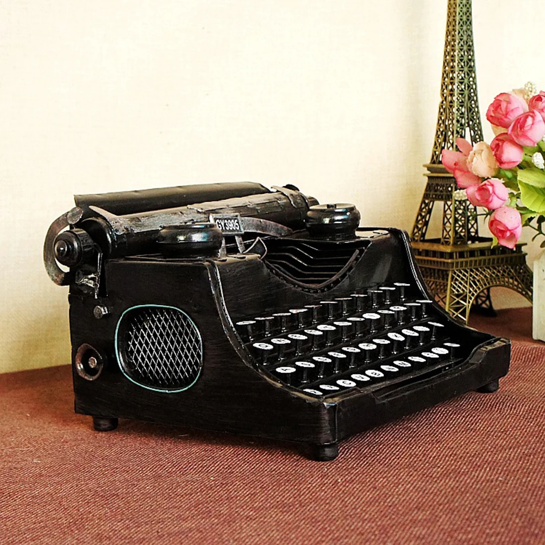 

Retro Typewriter Model Metal Decoration Art Crafts For Home Coffee Bar Decor Vintage Home Decoration Accessories - Black