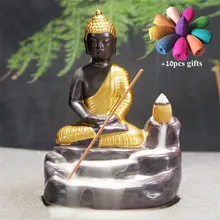 Керамическая курильница для благовоний горелка подставка для ароматических палочек статуя Майтрейи Будды фарфор водопад курильница домашний декор+ 10 шт. конусов