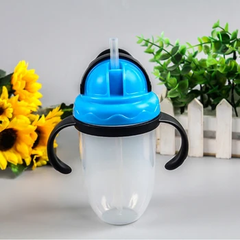 

New Baby Leakproof Feeding Bottles Training Drinking Straw Bottle Kids Silica Gel Handle Sippy Cup