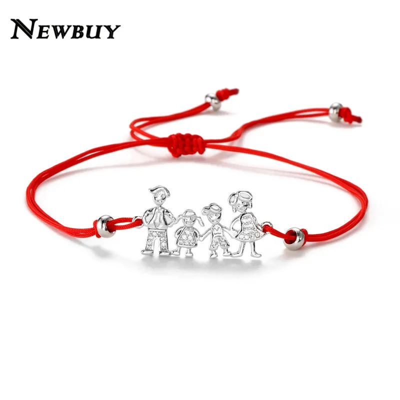 NEWBUY Семейные браслеты с подвесками для мамы папы мальчика и девочки CZ мужчин