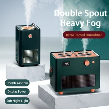 

1.3L Wireless Air Humidifier Dual Spout Spray Retro USB Ultrasonic Aroma for Home Diffuser Night Light Fogger Cool Mist Purifier