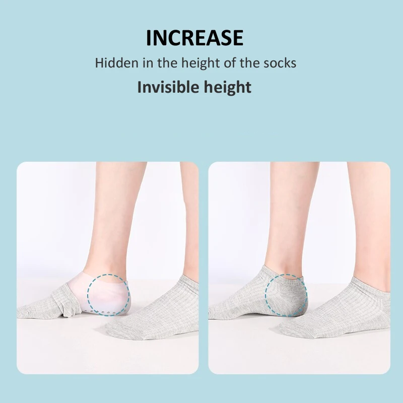 Silicone Invisible Height Increase Insole 1.5CM 2.5CM 3.5CM Lift New Upgrade Soft Socks Shoes Pad for Men Women dropshipping