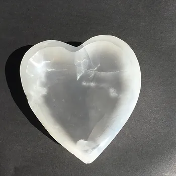 

Natural Crystal Selenite Heart Bowl Shape Crystal Ashtray Crystal Hand Carved Rough Stone Healing Gemstone