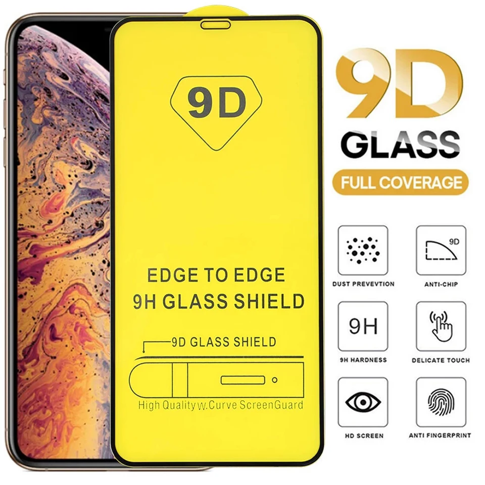 100Pcs/Lot 9D Full Cover Tempered Glass For iPhone 12 pro max 12 mini Protectiv Glass Explosion-Proof Screen Protector Film