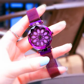 

Luxury Diamond 360 Degree Rotating Dial Female Table Female Watch Bracelet Crystal Mirror Casual Women's Watch Surprise Gift
