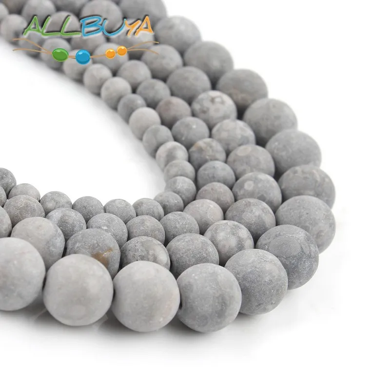 4 6 8 10mm Natural Stone Beads Matte Grey Maifan Round Loose for Jewelry Making DIY Bracelet 6mm Minerals 15 inches | Украшения и