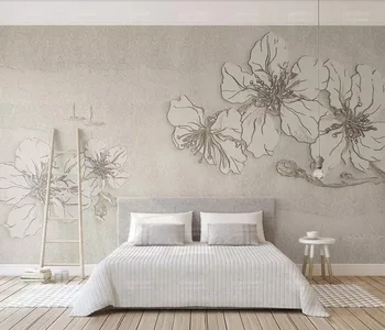 

CJSIR Custom Wallpaper Mural 3d Embossed Flowers Beige Texture Simple TV Background Wall Papers Home Decor Papel De Parede