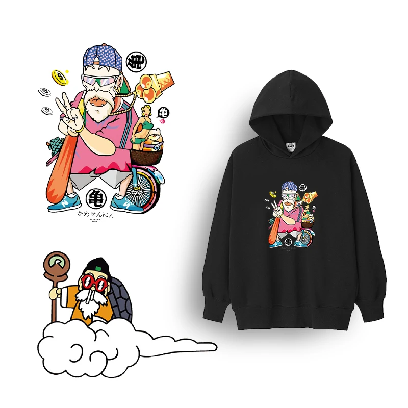 

Dragon Ball Master Roshi Iron on Heat Transfer Washable Vinyl Stickers Patches Printing Patch for Clothes DIY Appliques Badge