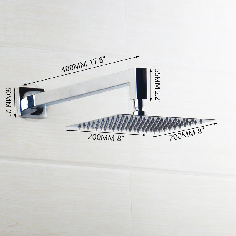 Monite 8~ 16 дюймов из нержавеющей стали светодиодный супер-тонкая душевая головка для ванной комнаты настенное крепление ультра-тонкая квадратная насадка для душа спрей