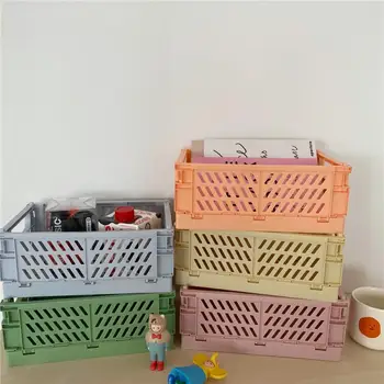 

2pcs Folding Books Toy Storage Baskets To Organizer For Things New Plastic Student Dormitory Storage Boxes Toy Basket Stationery