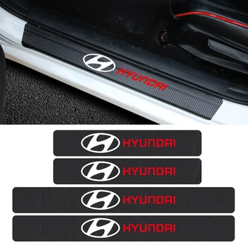 

4pcs Car Door Sill Carbon Fiber Protector Stickers For Hyundai Accent Elantra Tucson Solaris Sonata Santafe Veloster Accessories
