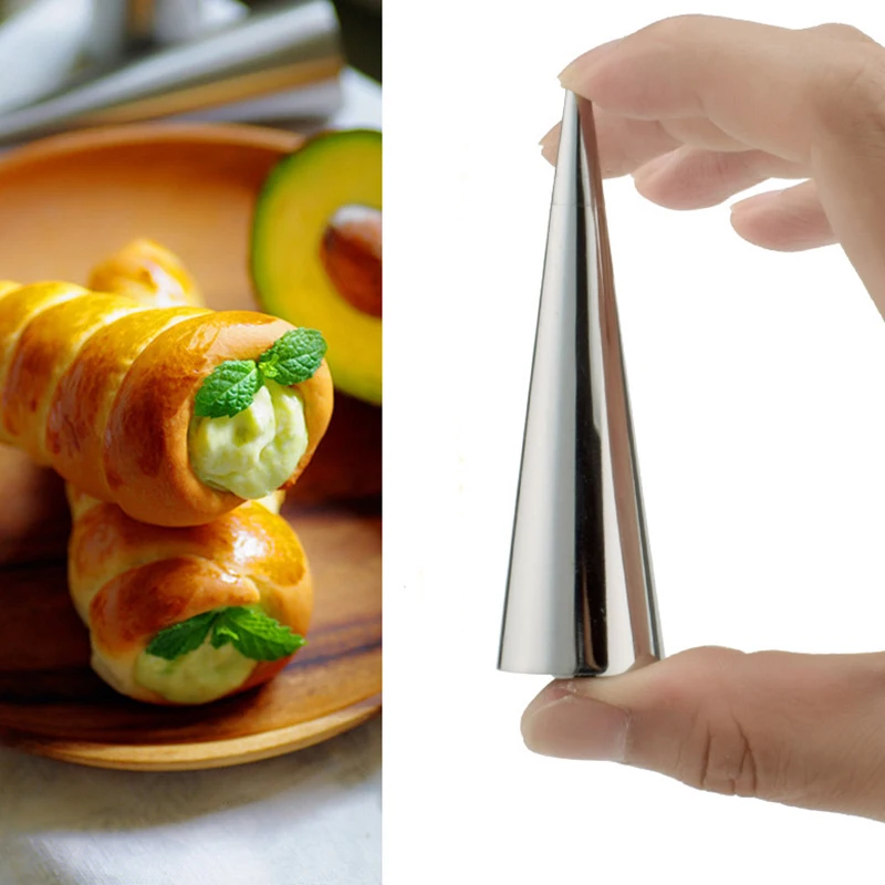 1pcs Kitchen Stainless Steel Baking Cones Horn Pastry Roll Cake Mold Spiral Baked Croissants Tubes Cookie Dessert Tool | Дом и сад