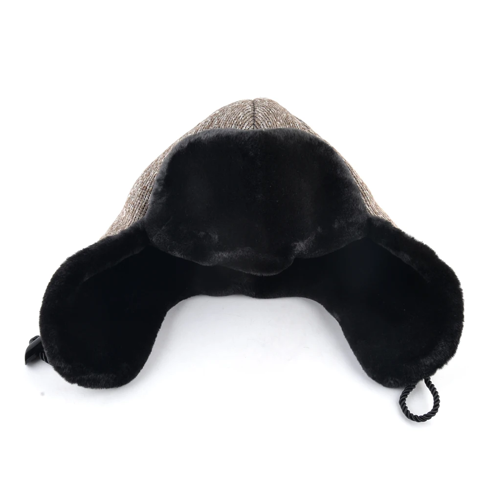 Solid color bomber hat men winter hats for women Knitted wool cap russian thick warm ear flaps bone ushanka snow lei feng caps winter hat earflap hat