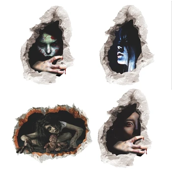 

4pcs/set Halloween Decoration Wall Stickers Scary Bloody 3D Women Ghost Stickers Bedroom Bar Scene Decor Props
