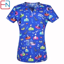  Women crubs nursing scrubs top women scrubs uniforms nurse  uniformes clinic uniform in 100% cotton scrub top 