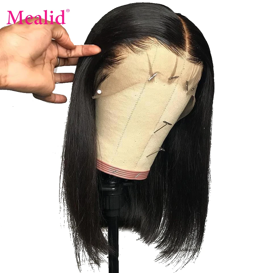 Mesariel Короткие 13*4 человеческие волосы на кружеве парики боб парик для черных женщин Remy бразильский прямой фронтальный парик 150 плотность M