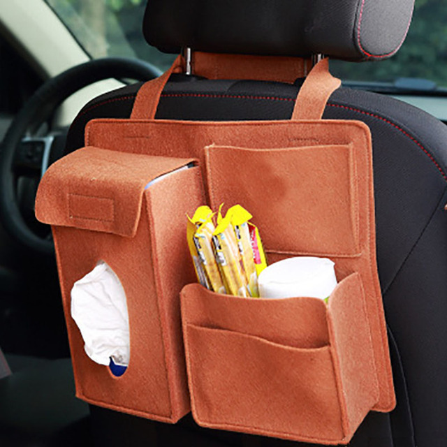 Back Seat Storage Bag Organizer Hanging Bag Paper Towel Mobile Phone Storage Felt Bag  Debris Organizer Accessories