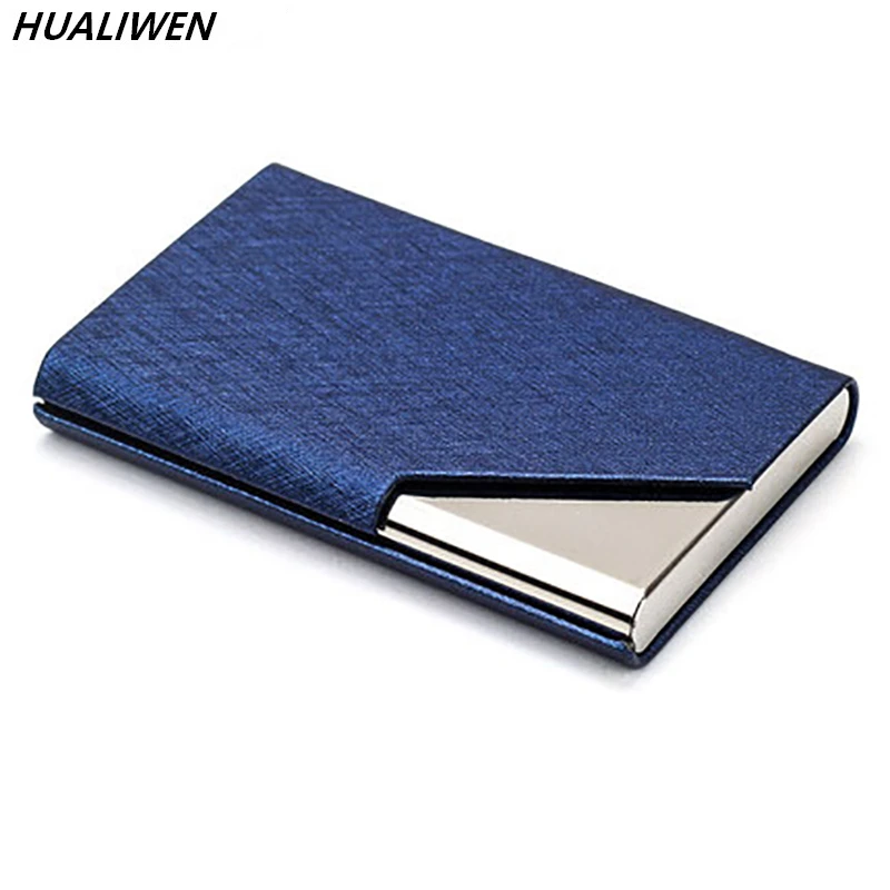 Tarjetero de negocios de gran capacidad con grabado personalizado, caja de almacenamiento portátil de metal con logotipo personalizado