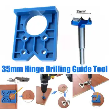 

35mm Hinge Hole Drilling Guide Locator Hinge Drilling Jig Drill Bits Woodworking Door Hole Opener Cabinet Accessories Tool