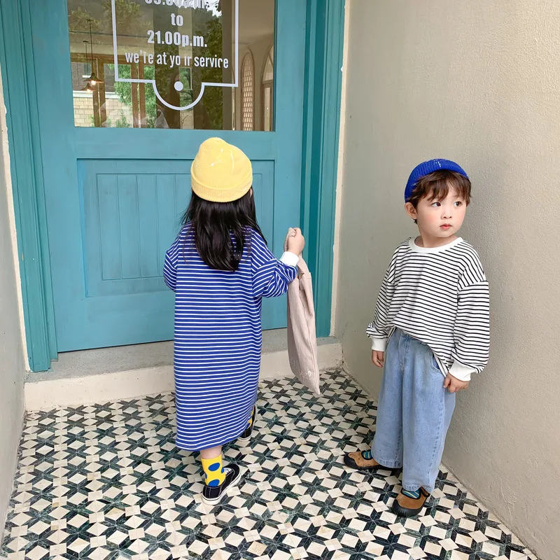 Striped Kids Hoodies Brother Sister Sweatshirts