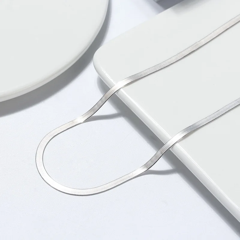 New 925 Sterling Silver Necklace 4mm Blade Chain Snake Bone Necklace 45cm/50Cm/60cm Necklace Jewelry Gift - Image 3