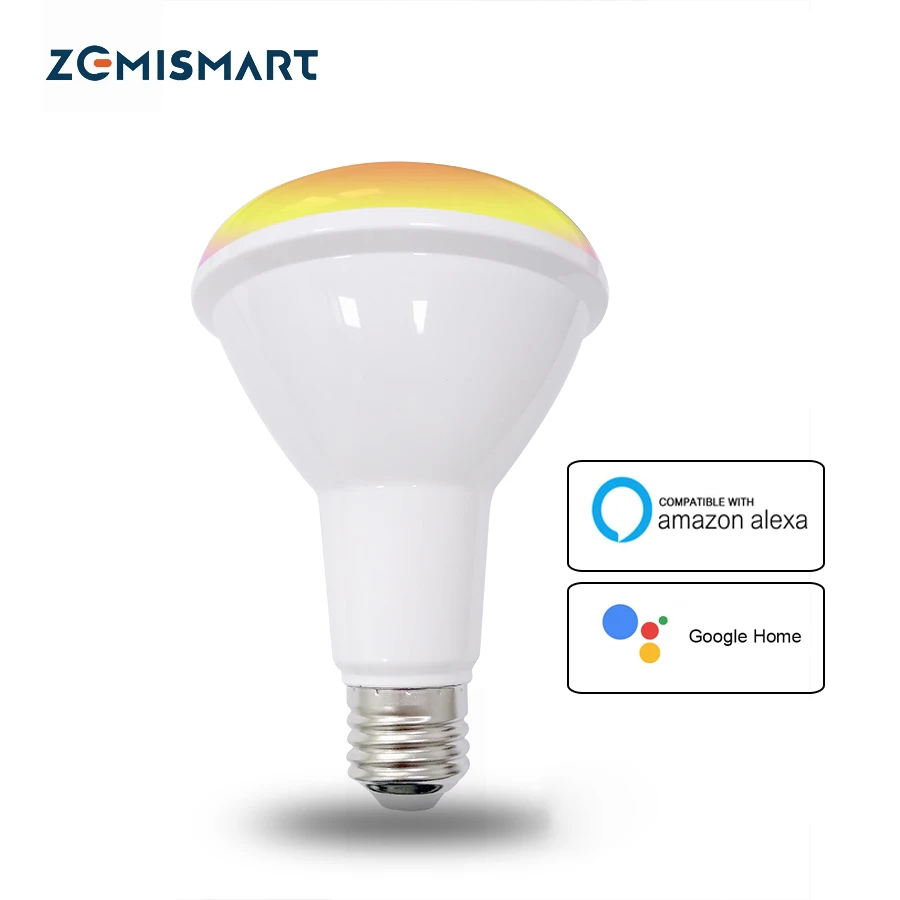 

Zemismart BR30 WiFi RGBW LED Light Work with Alexa Echo Google Home Assistance Support APP Voice Timer Control E27 Lamp