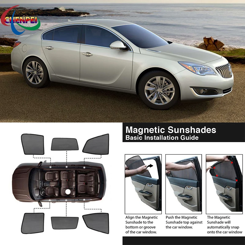

For Buick Regal 2009-2016 Car Full Side Windows Magnetic Sun Shade UV Protection Ray Blocking Mesh Visor Car Accessories