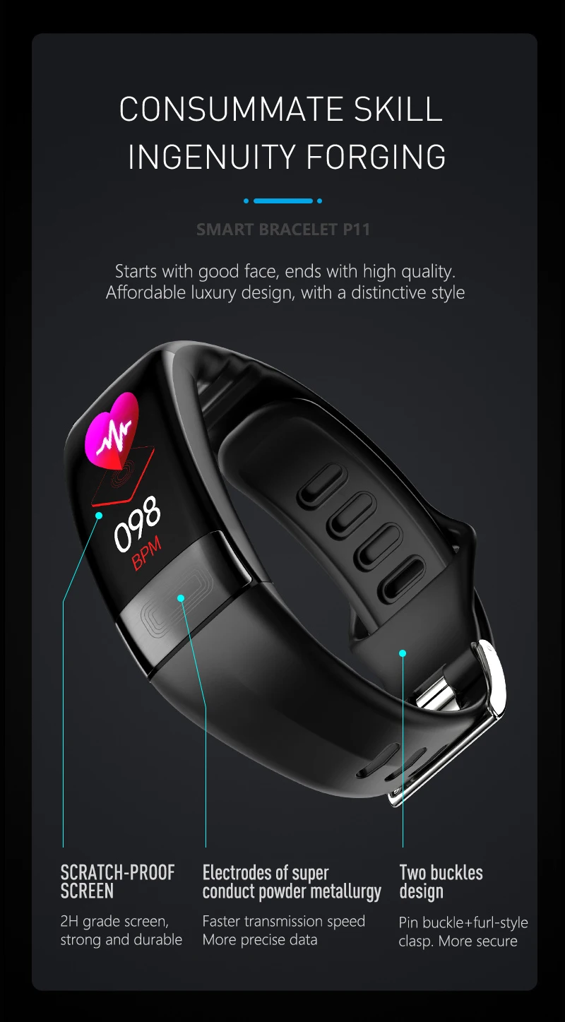 MAFAM P11 smartband приборы для измерения артериального давления ЭКГ часы умный Браслет фитнес-браслет трекер сна подходят часы умный Браслет для здоровья