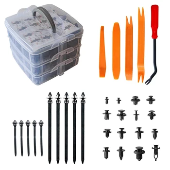 

635 PCS Plastic Car Retainer Clips Fasteners Cars Body Kits Car Door Panel Trim Clips Kit 1 Pcs Fastener Remover for Toyota GM F