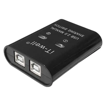It-bem dispositivo de compartilhamento da impressora de usb, 2 em 1 para fora o dispositivo de compartilhamento da impressora, conversor manual do cubo do divisor do interruptor de 2 portos kvm