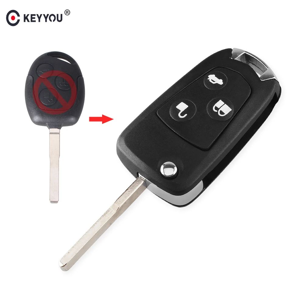 KEYOU 10X Усовершенствованный корпус для ключей складной Флип футляр для дистанционного ключа для Ford Focus Mondeo Fiesta 3 кнопки с лезвием HU101
