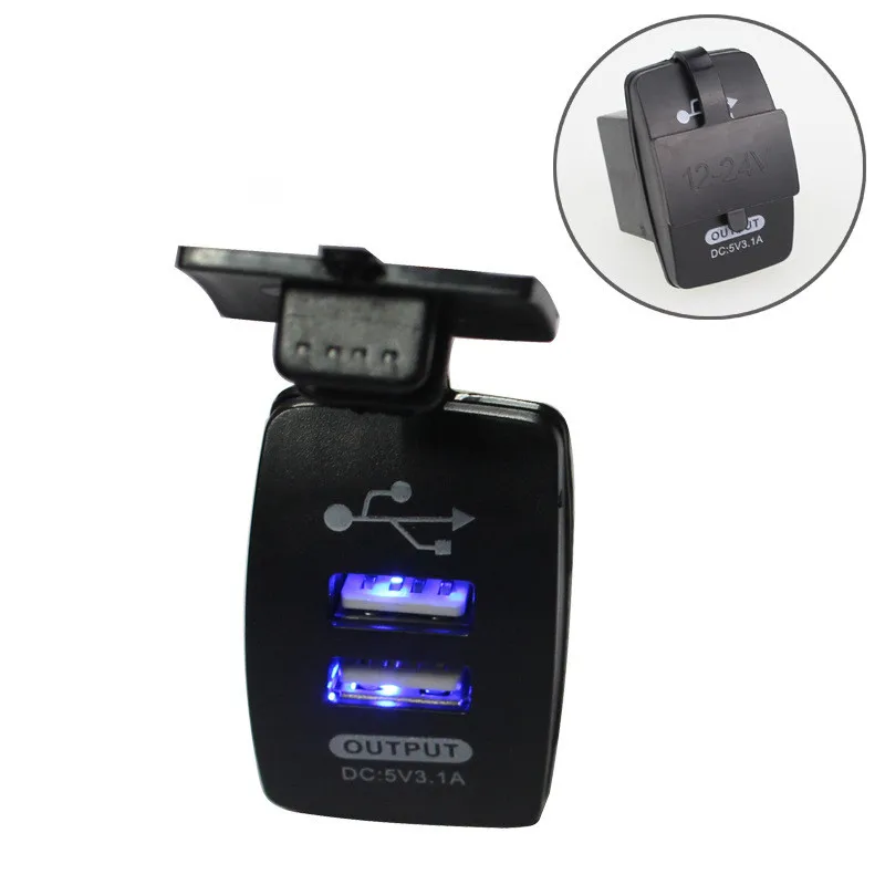 

12-24V Dual USB Car Charger Switch 5V 3.1A Universal Auto Mobile Phone Charger For Car Motorcycle Electric Car Boat