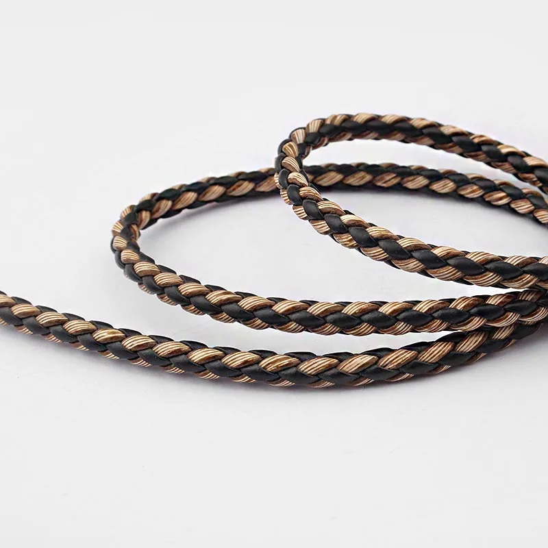 5 метров 5 мм круглый двойной цвет Боло Плетеный шнур из искусственной кожи для изготовления ювелирных изделий своими руками материал - Цвет: Brown Black
