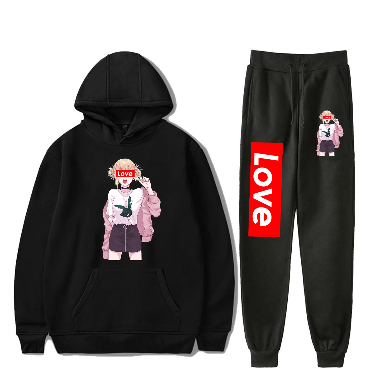 Himiko Toga Print Hoodies Cosplay My Hero Academia Anime MHA Sweatshirts Oversized Sweater And Sweatpants Two Piece Set 2021 baby yoda cartoon star wars sweatshirt no coffee no workee hoodies mens 2021 autumn casual streetwear disney anime men hooded